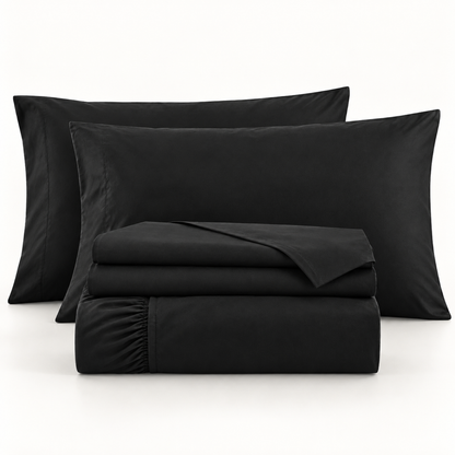Deep Pocket Microfiber Sheet Set, Black — main