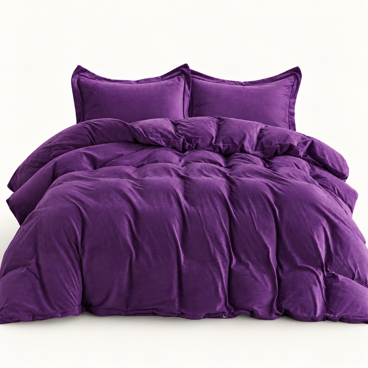 Velvet 3-Piece Duvet Cover Set, Purple — main