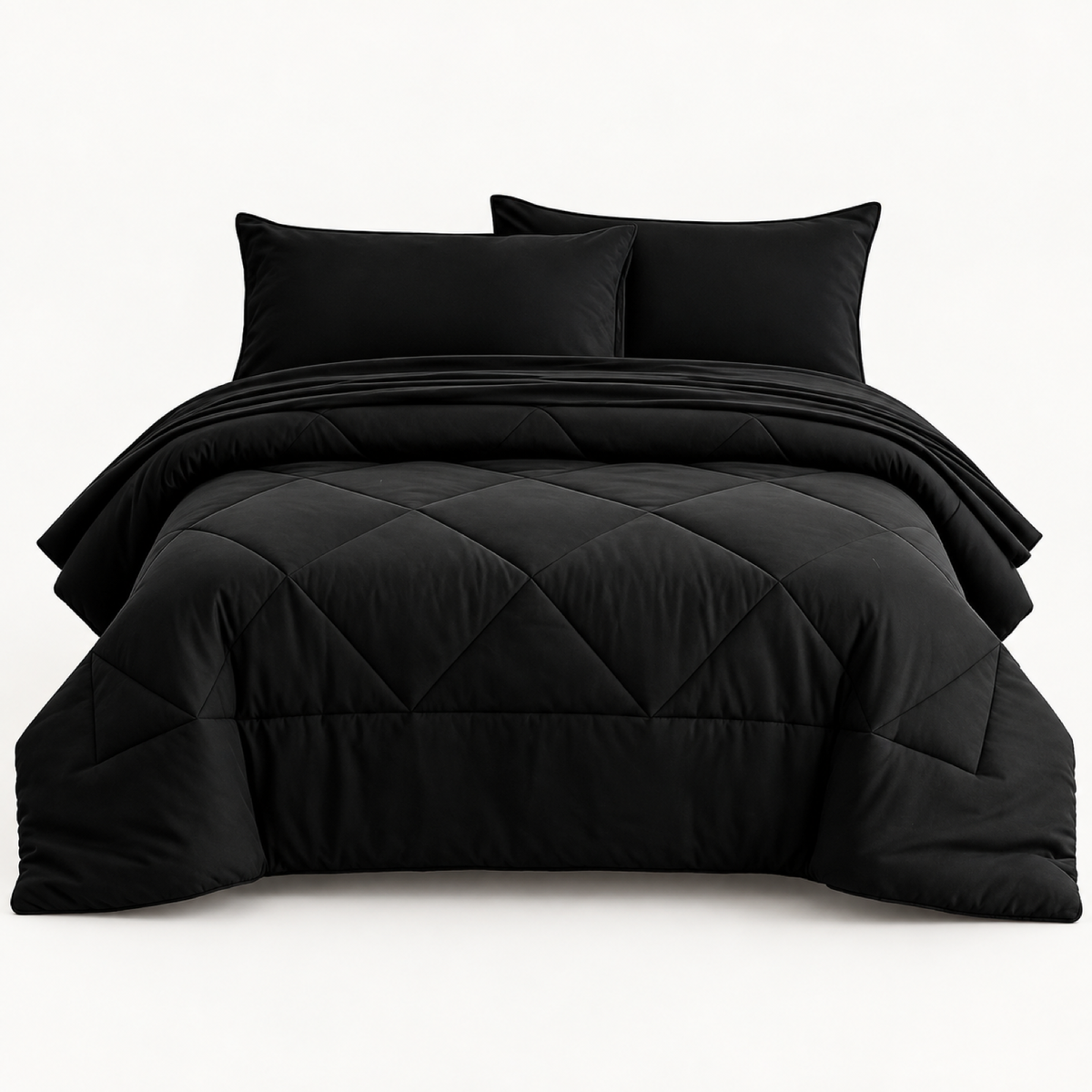 Microfiber Comforter Set with Sheets, Black — main