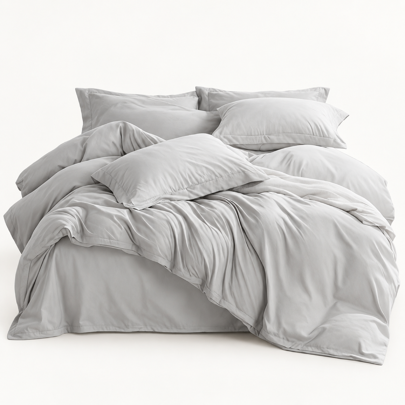 Solid Microfiber Duvet Cover Set, Light Grey — main
