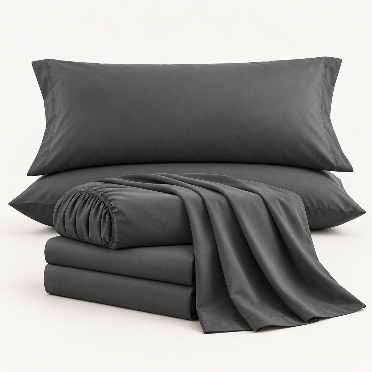 Soft-Touch Microfiber Sheet Set, Charcoal Grey — main