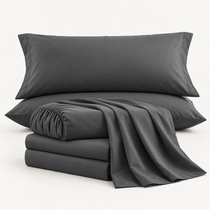 Soft-Touch Microfiber Sheet Set, Charcoal Grey — main