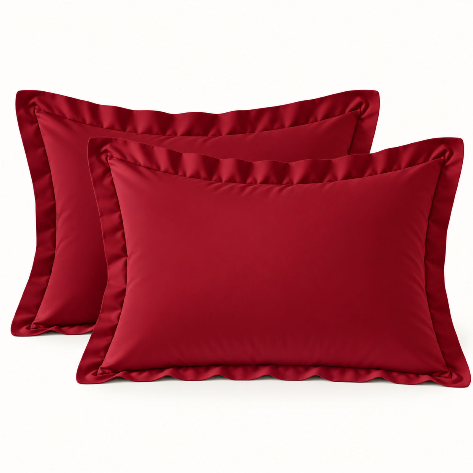 Brushed Microfiber Pillow Shams, Set of 2 — Wine Red