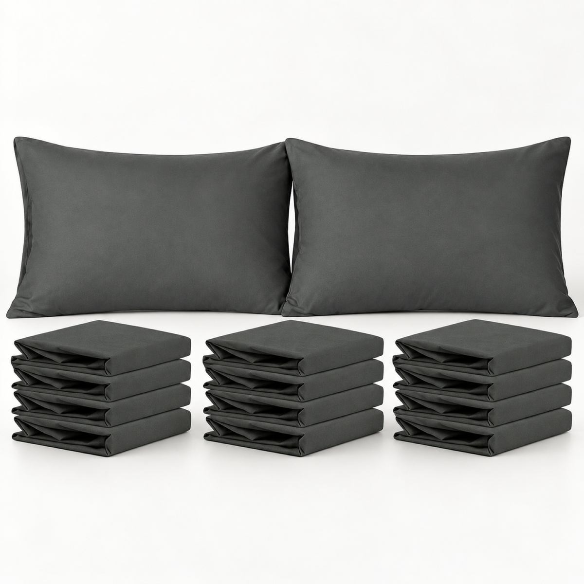 12-Pack Microfiber Pillowcases, Charcoal Grey — main