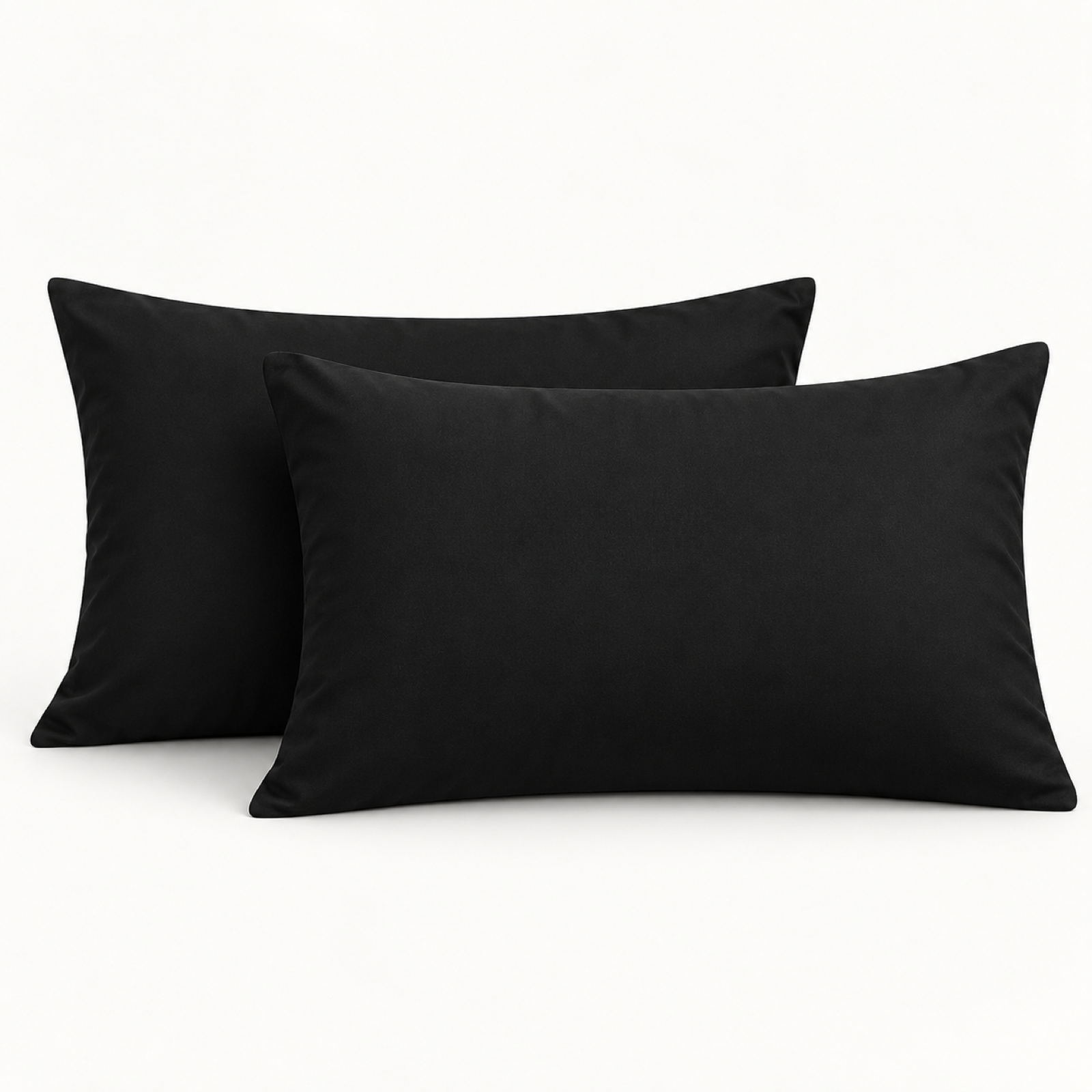 Microfiber Pillowcase Set of 2, Envelope Closure — Black
