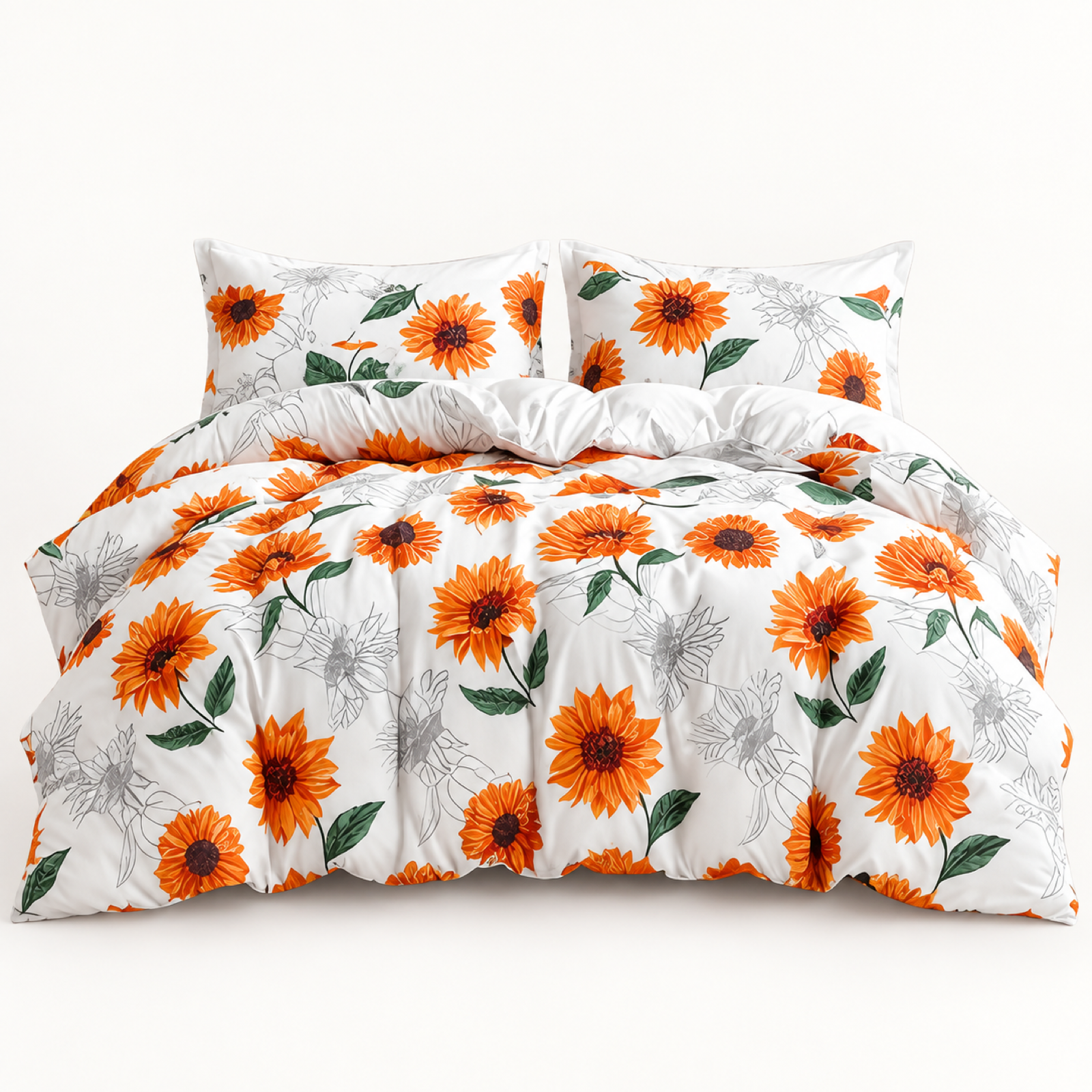 Sunflower Microfiber Duvet Cover Set, White — main
