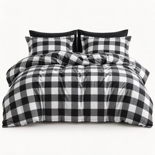 Buffalo Check Duvet Cover Set, Black & White — main