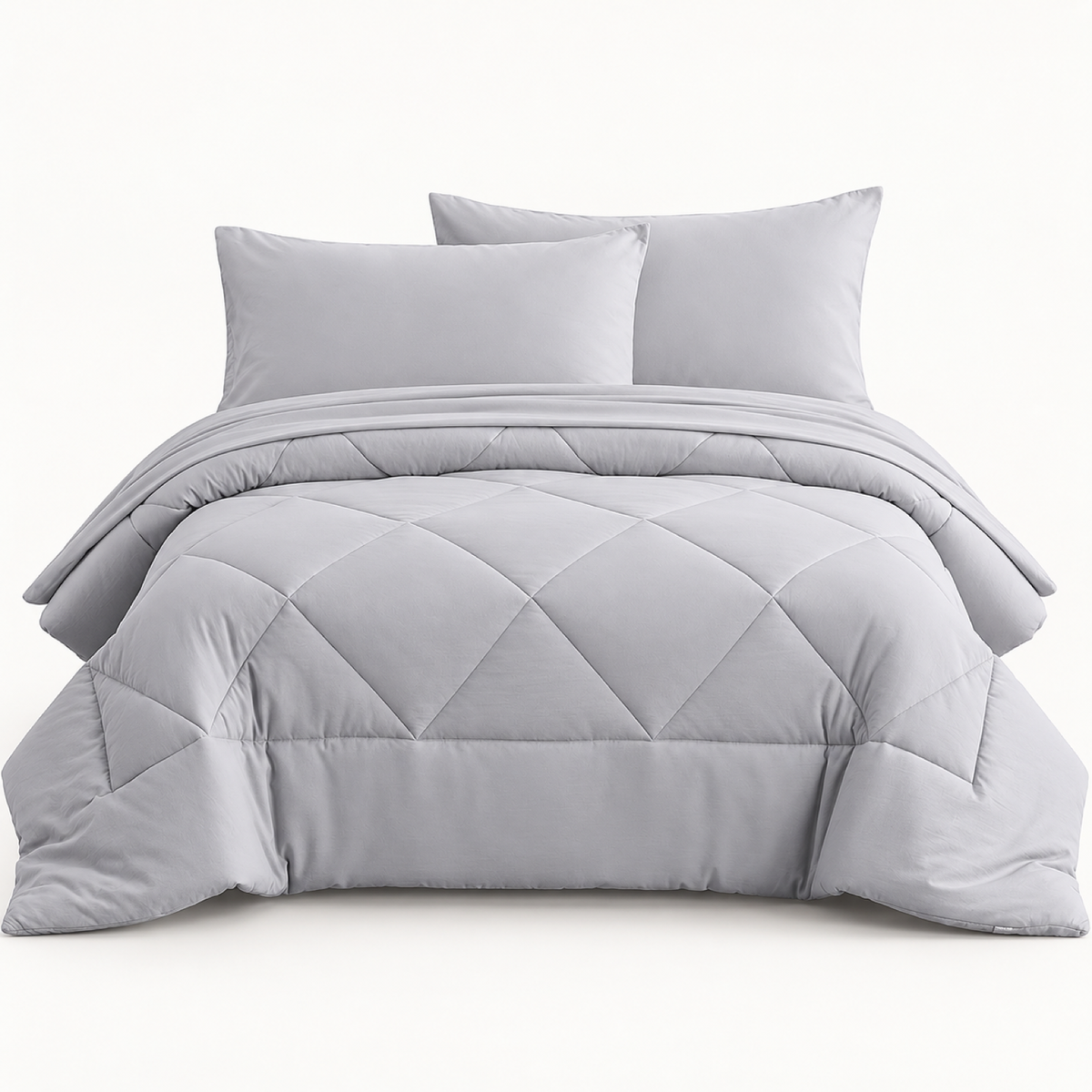 Microfiber Comforter Set with Sheets, Light Grey — main