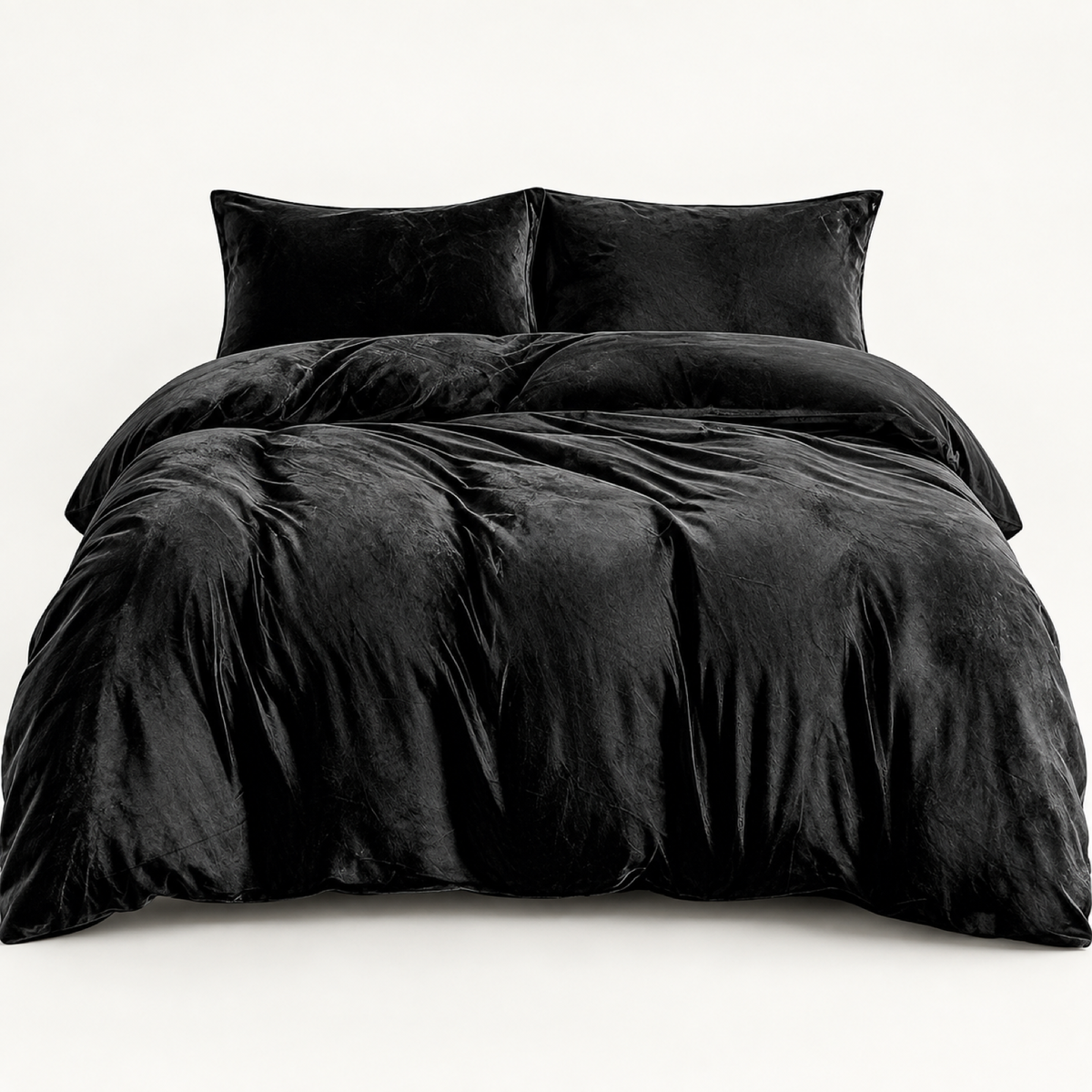 Velvet 3-Piece Duvet Cover Set, Black — main