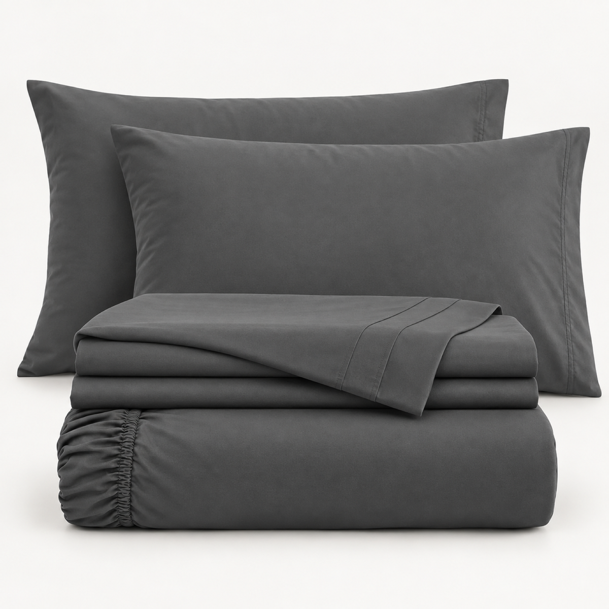 Deep Pocket Microfiber Sheet Set, Charcoal Grey — main