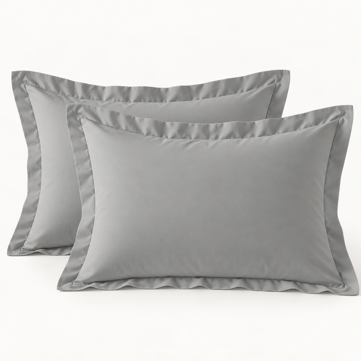 Brushed Microfiber Pillow Shams, Set of 2 — Smoke Grey