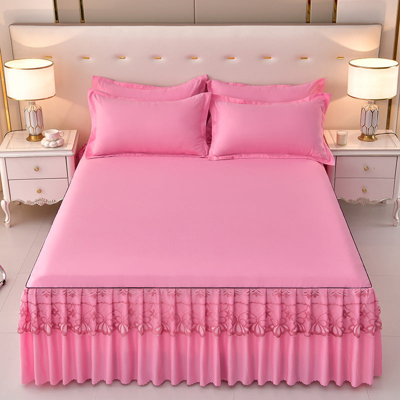 Solid Color Brushed Bed Skirt 3-Piece Set - Calm Cloud Bedding