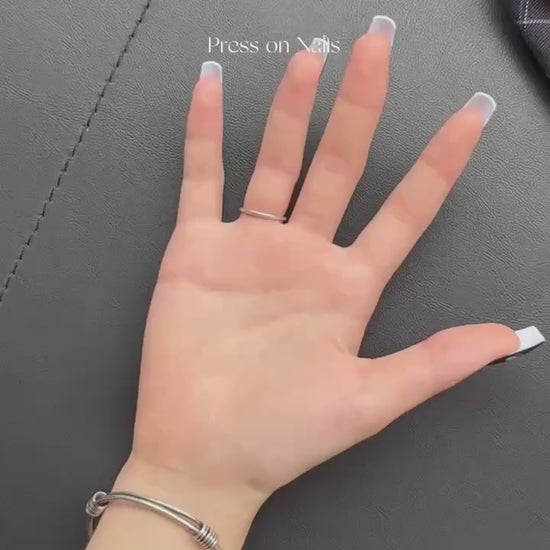 Halloween Ghost and Pumpkin Press-On Nails – Black Square, 24pcs · wear test
