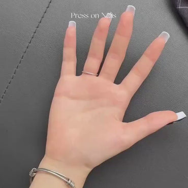 Halloween Ghost and Pumpkin Press-On Nails – Black Square, 24pcs · wear test