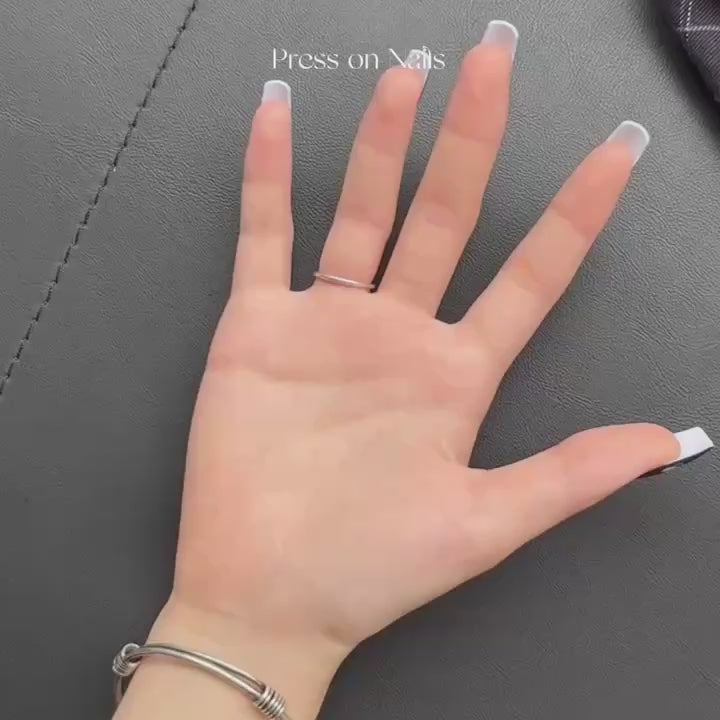 Halloween Ghost and Pumpkin Press-On Nails – Black Square, 24pcs · wear test