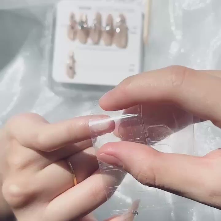 Nude Crystal Press-On Nails – Butterfly Charm, 10pcs · wear test