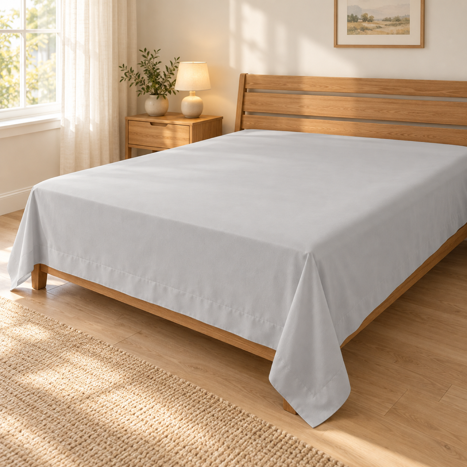 Ultra-Soft Microfiber Flat Sheet, Light Grey — scene