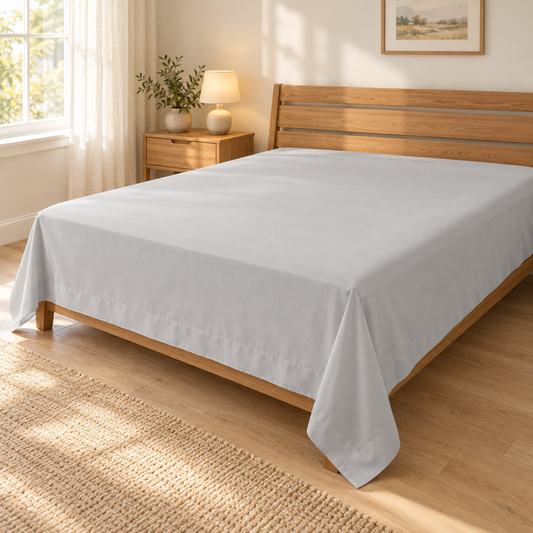 Ultra-Soft Microfiber Flat Sheet, Light Grey — scene
