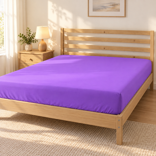 Deep Pocket Microfiber Fitted Sheet, Purple — scene