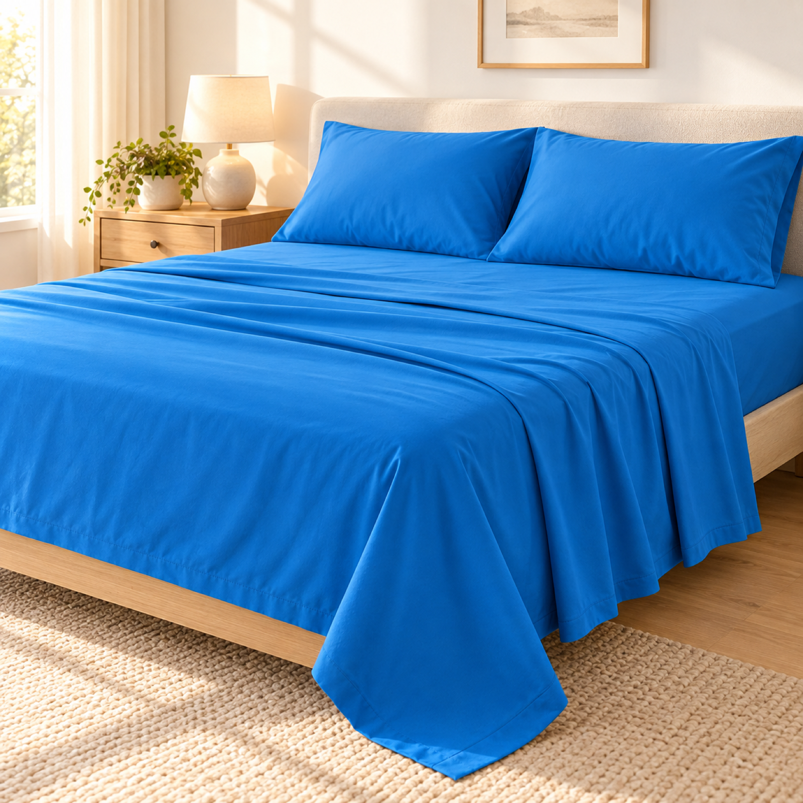 Deep Pocket Microfiber Sheet Set, Azure Blue — scene