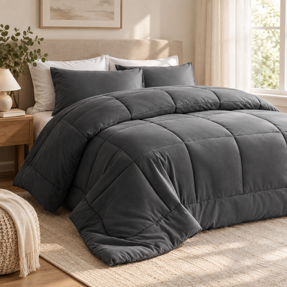All-Season Down Alternative Comforter, Dark Grey — scene
