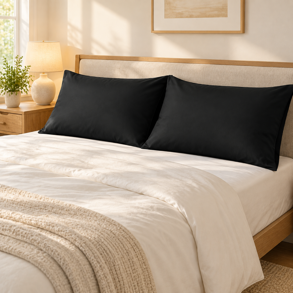12-Pack Microfiber Pillowcases, Black — scene