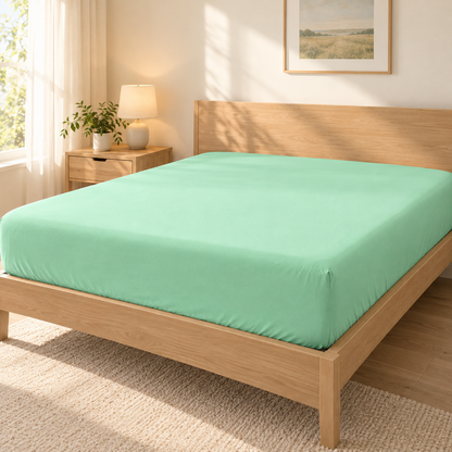 Deep Pocket Microfiber Fitted Sheet, Mint Green — scene