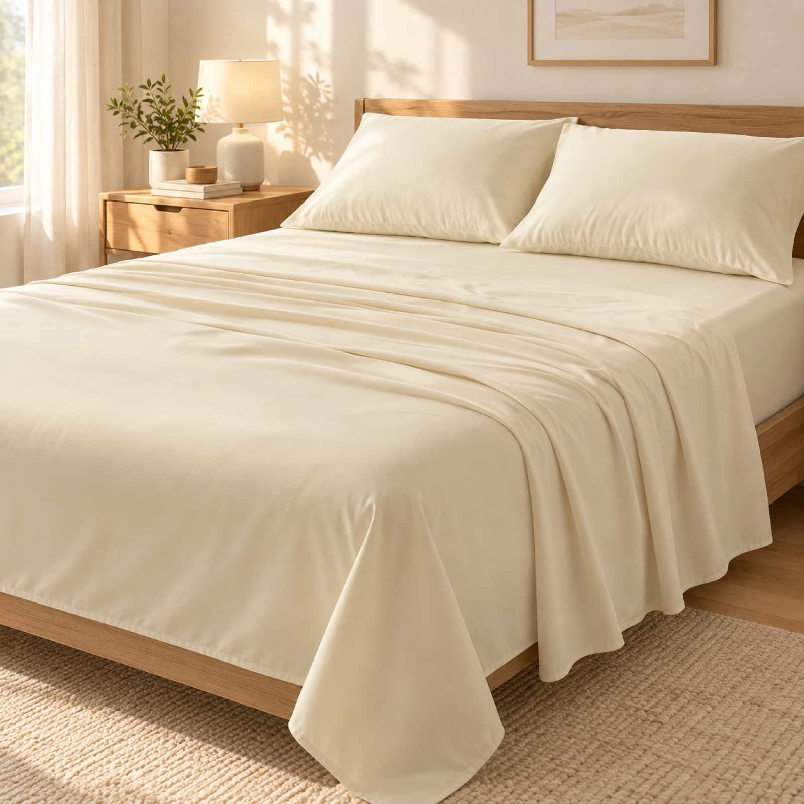 Deep Pocket Microfiber Sheet Set, Ivory — scene
