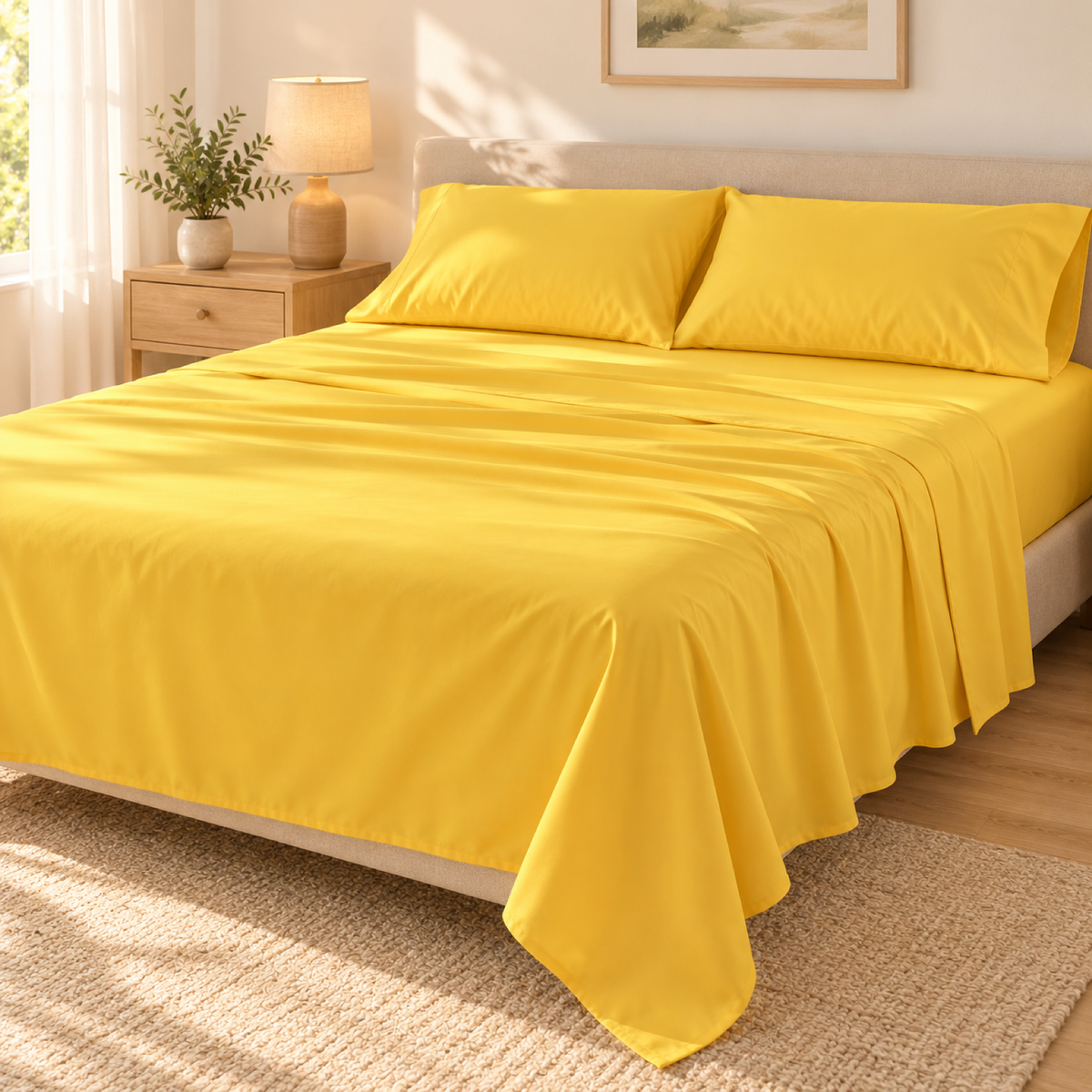 Deep Pocket Microfiber Sheet Set, Golden Yellow — scene
