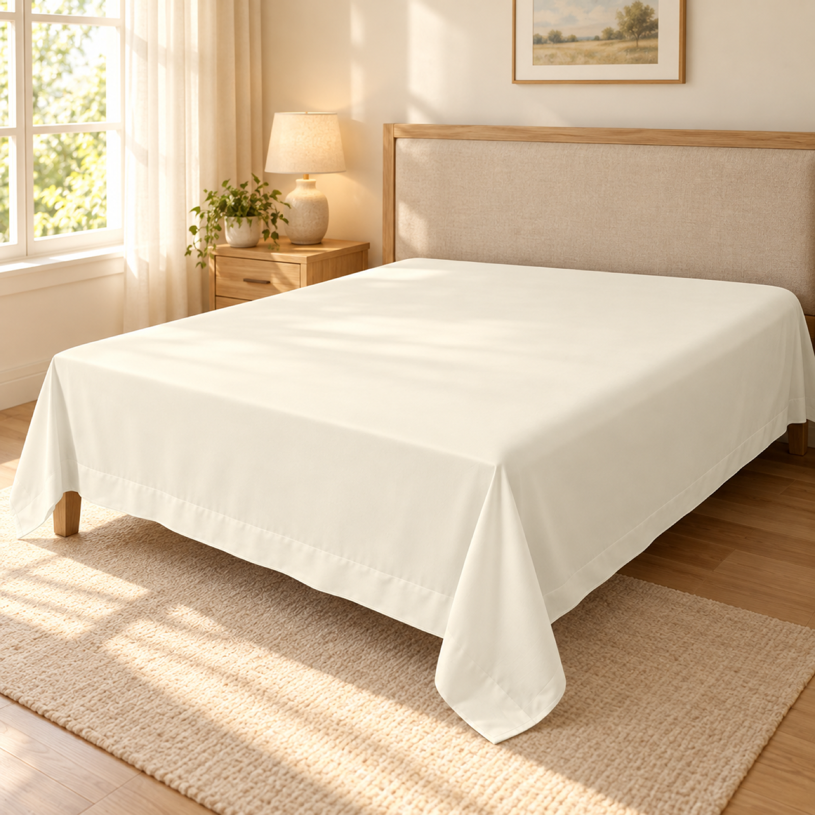 Ultra-Soft Microfiber Flat Sheet, Ivory — scene