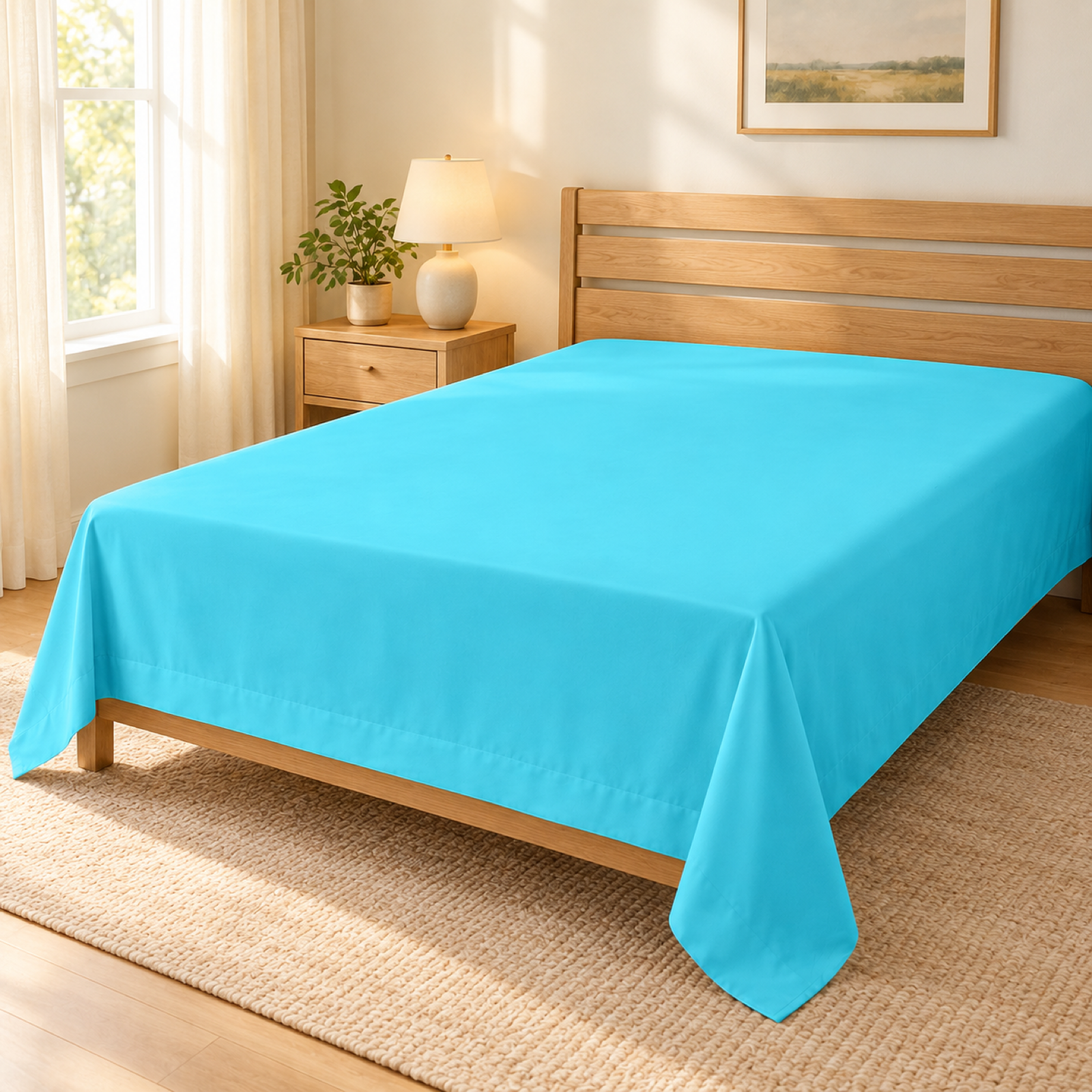 Ultra-Soft Microfiber Flat Sheet, Turquoise — scene