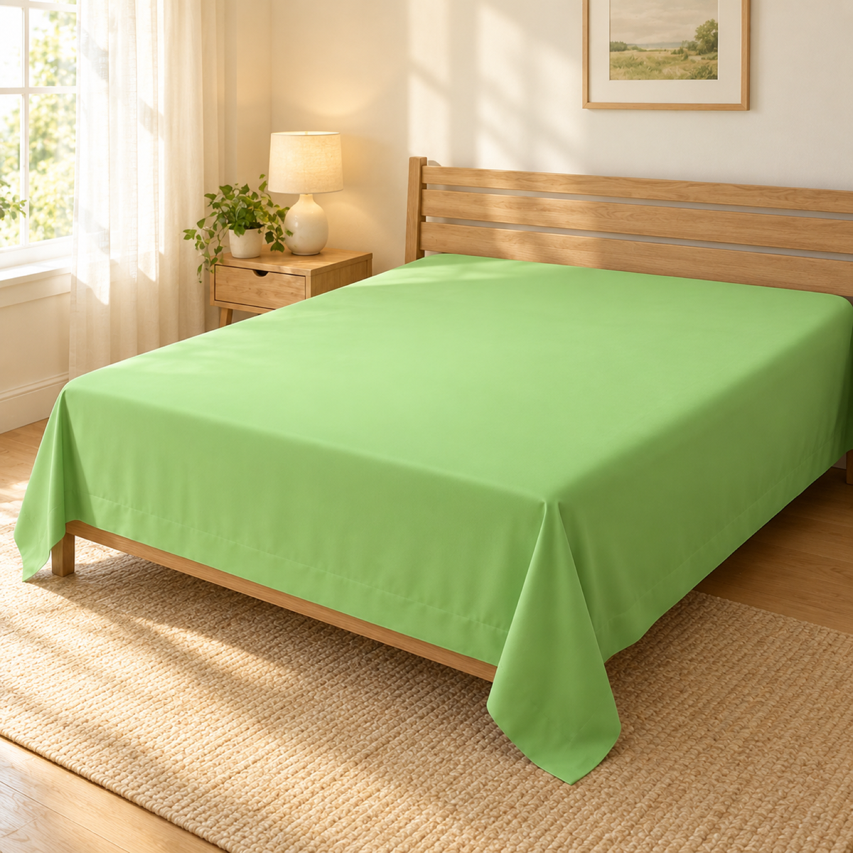 Ultra-Soft Microfiber Flat Sheet, Apple Green — scene