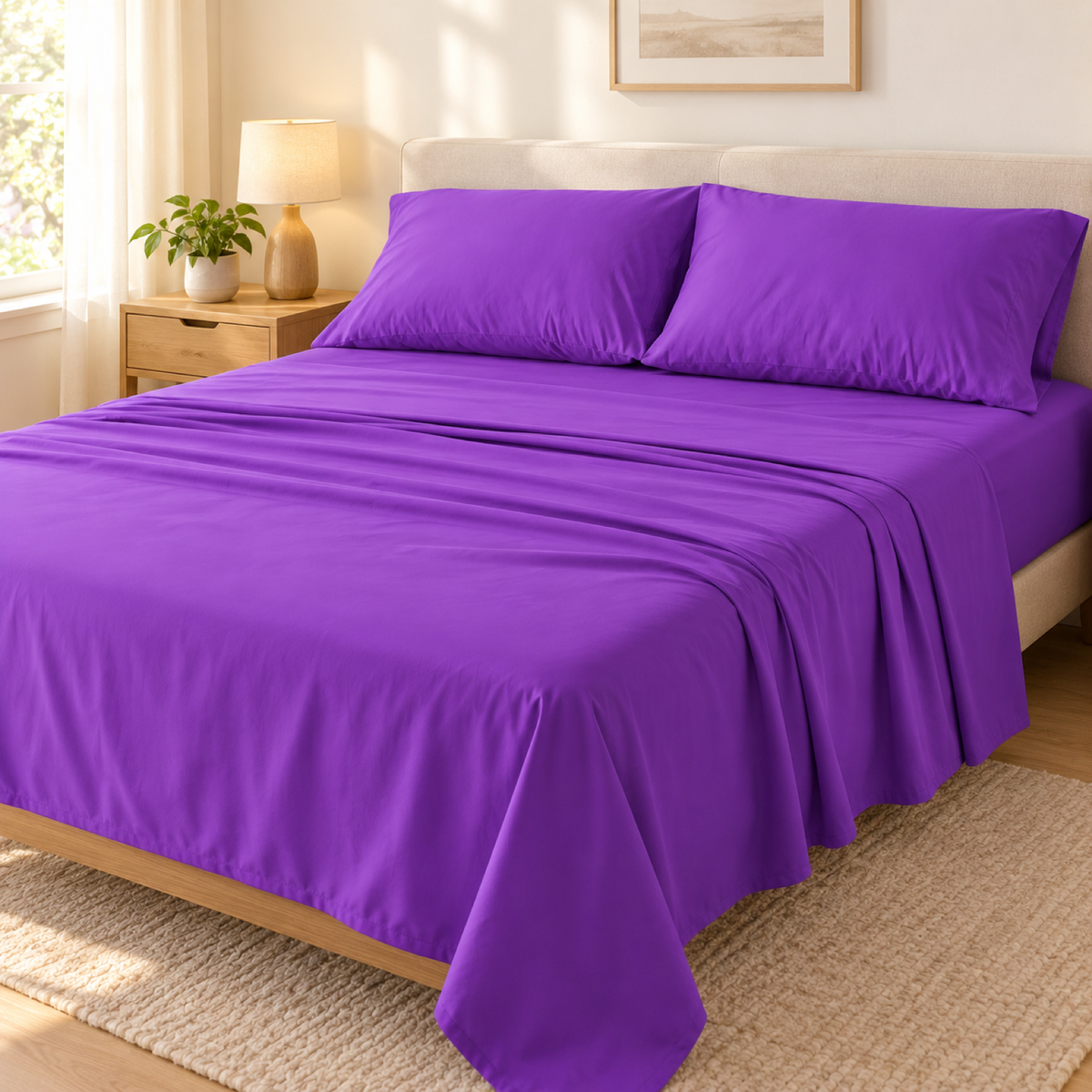 Deep Pocket Microfiber Sheet Set, Purple — scene