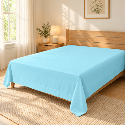 Ultra-Soft Microfiber Flat Sheet, Sky Blue — scene