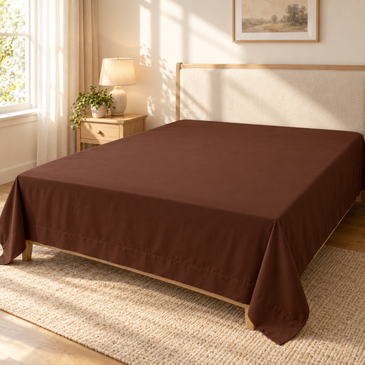 Ultra-Soft Microfiber Flat Sheet, Coffee Brown — scene