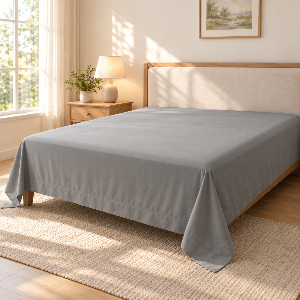 Ultra-Soft Microfiber Flat Sheet, Smoke Grey — scene