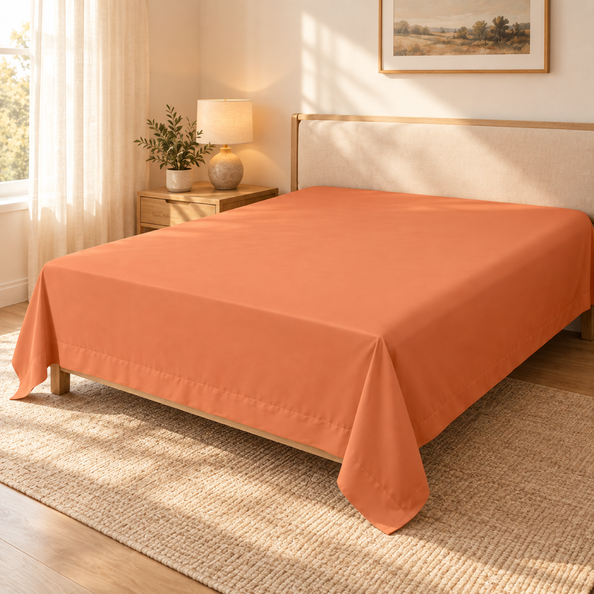 Ultra-Soft Microfiber Flat Sheet, Apricot — scene
