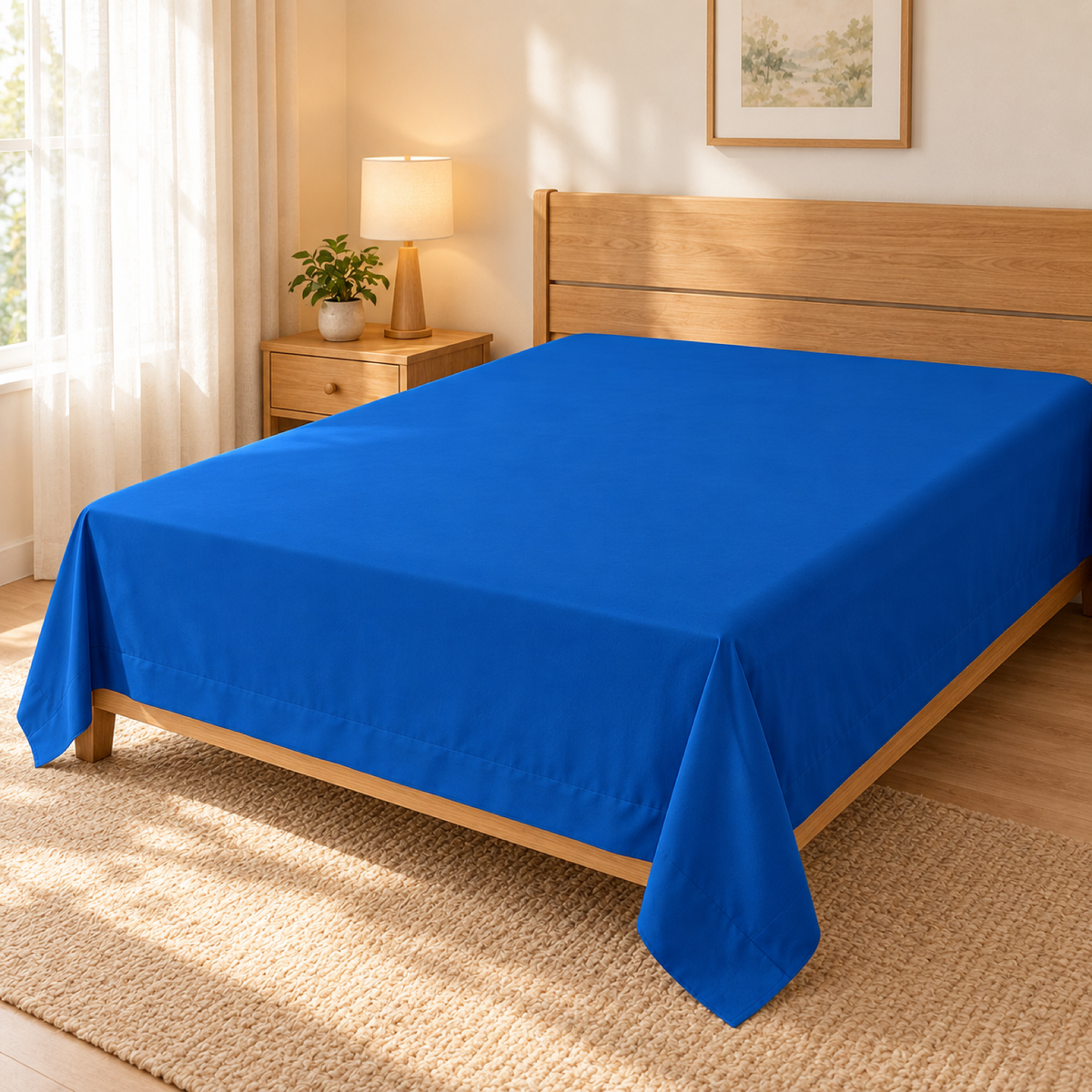 Ultra-Soft Microfiber Flat Sheet, Royal Blue — scene