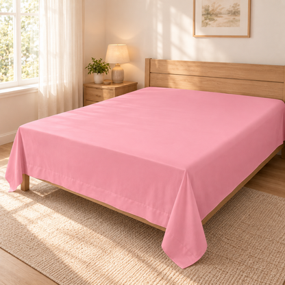 Ultra-Soft Microfiber Flat Sheet, Rose Pink — scene