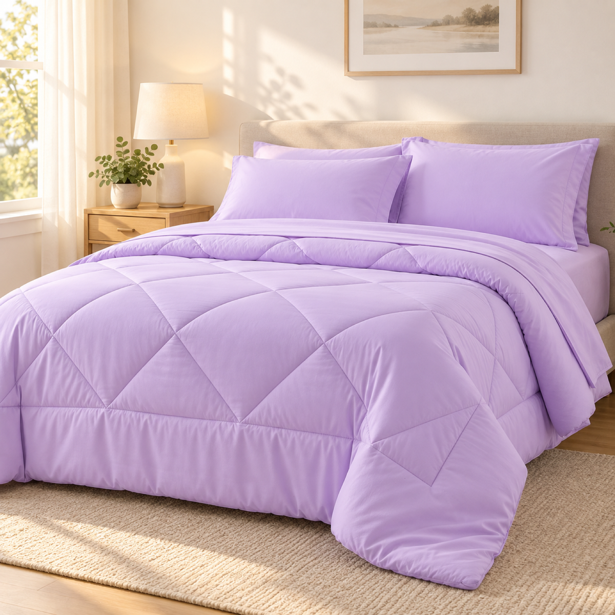 Microfiber Comforter Set with Sheets, Lavender — scene
