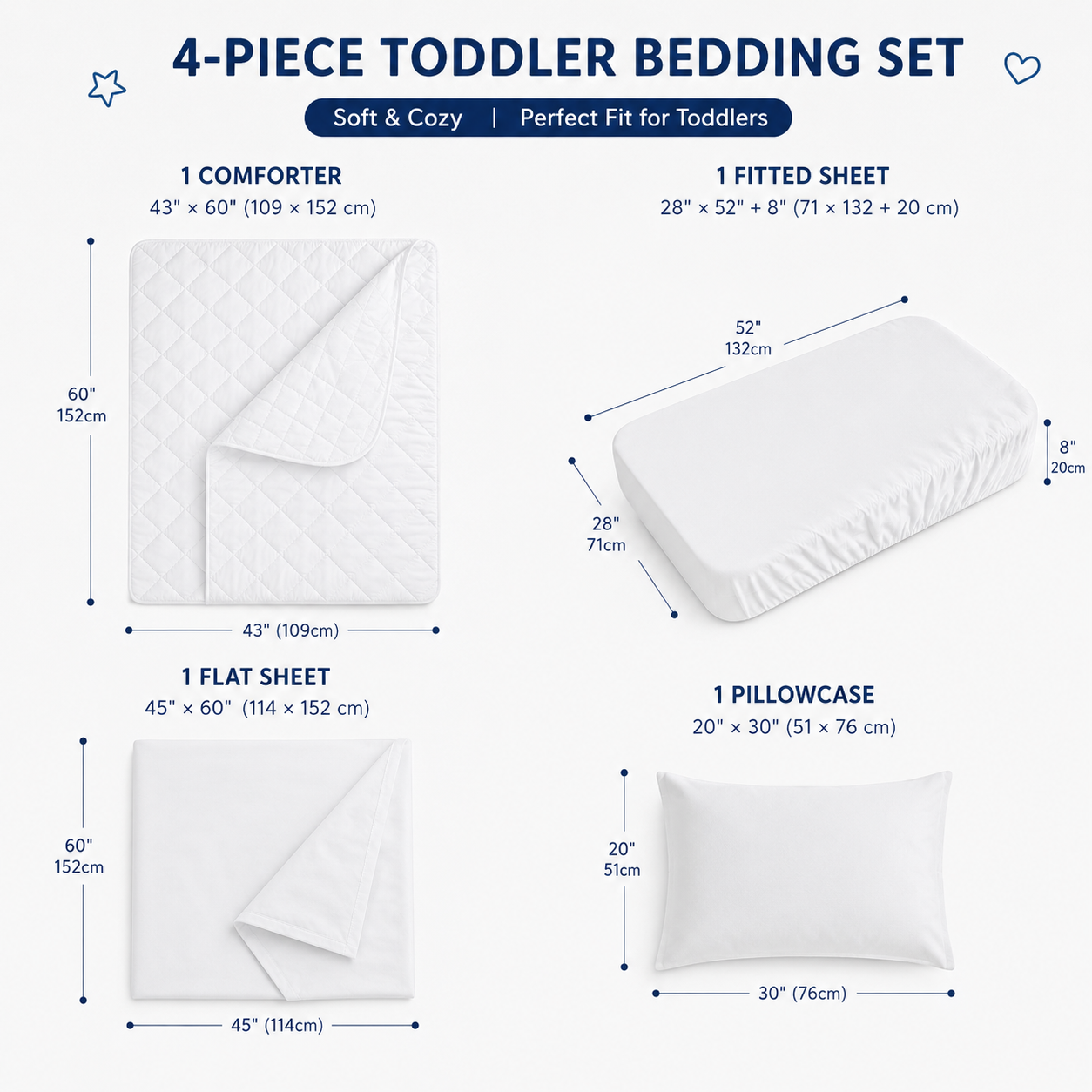 4-Piece Toddler Bedding Set – Dark Gray