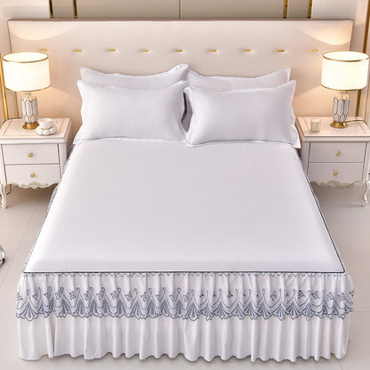 Solid Color Brushed Bed Skirt 3-Piece Set - Calm Cloud Bedding