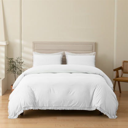 Tassel Solid Color Duvet Cover and Pillowcase 3-Piece Set