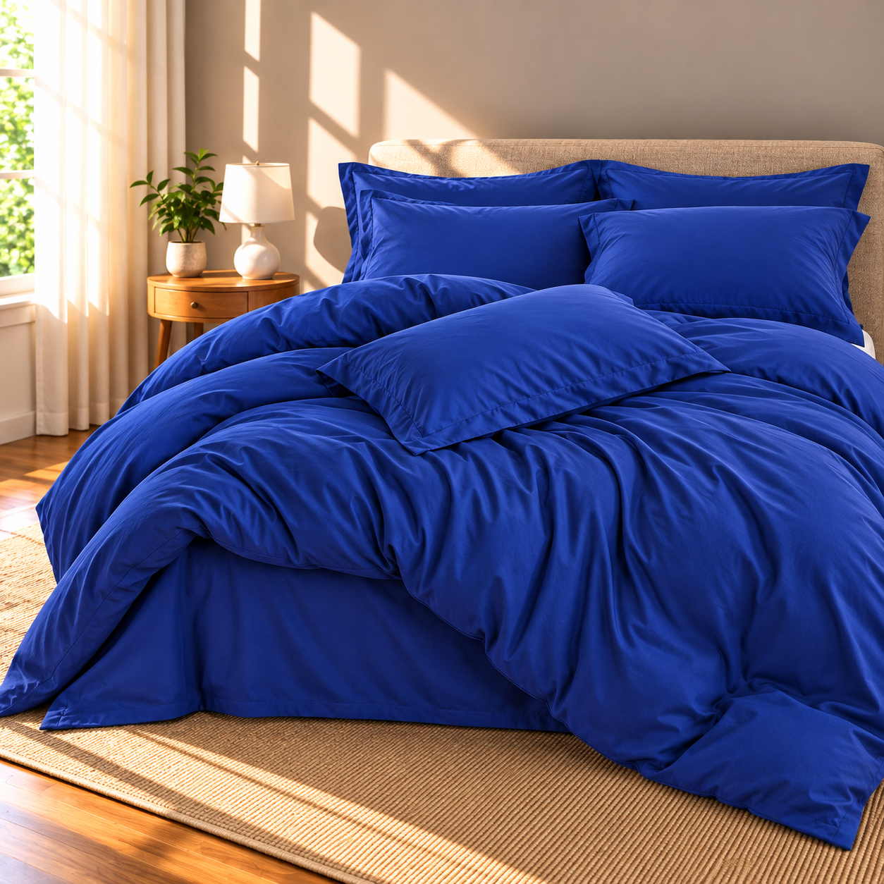 Solid Microfiber Duvet Cover Set, Royal Blue